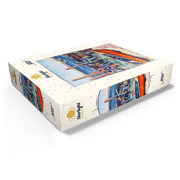 Vibrant Dockside with Orange Rowboat 1000 Jigsaw Puzzle box view1