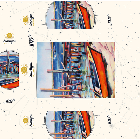Vibrant Dockside with Orange Rowboat 1000 Jigsaw Puzzle box 3D Modell