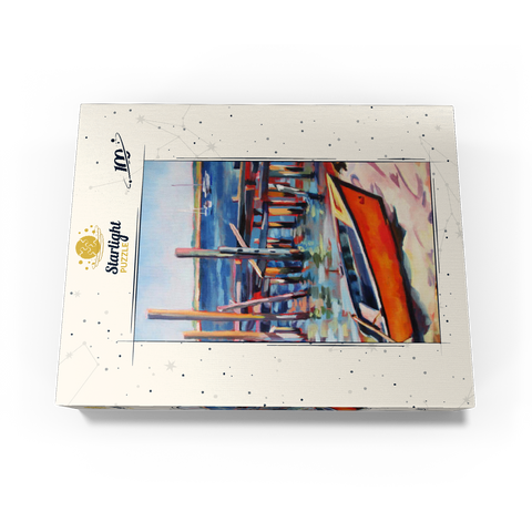 Vibrant Dockside with Orange Rowboat 100 Jigsaw Puzzle box view3