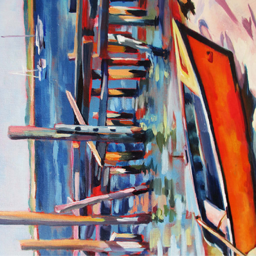 Vibrant Dockside with Orange Rowboat 100 Jigsaw Puzzle 3D Modell