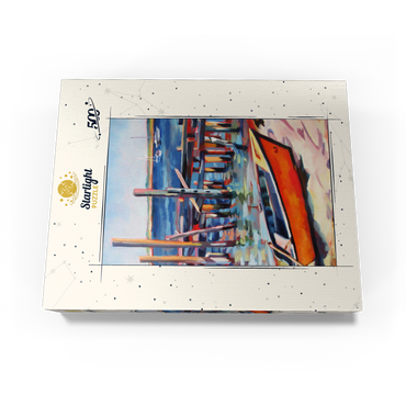 Vibrant Dockside with Orange Rowboat 500 Jigsaw Puzzle box view3