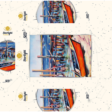 Vibrant Dockside with Orange Rowboat 500 Jigsaw Puzzle box 3D Modell