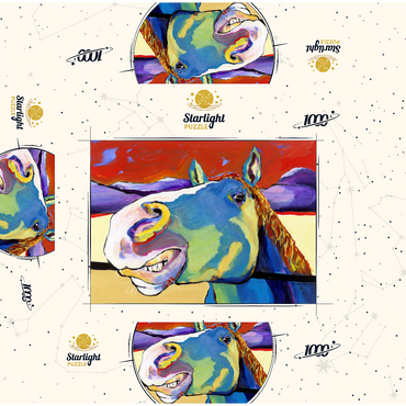 Whimsical Horse Portrait in Bold Colors 1000 Jigsaw Puzzle box 3D Modell