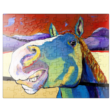 puzzleplate Whimsical Horse Portrait in Bold Colors 100 Jigsaw Puzzle