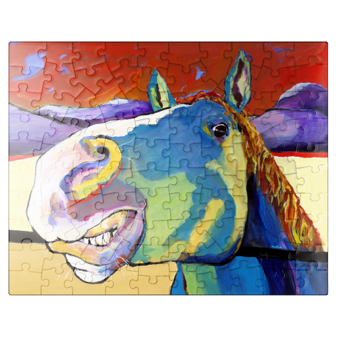 puzzleplate Whimsical Horse Portrait in Bold Colors 100 Jigsaw Puzzle