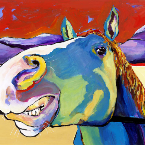 Whimsical Horse Portrait in Bold Colors 100 Jigsaw Puzzle 3D Modell