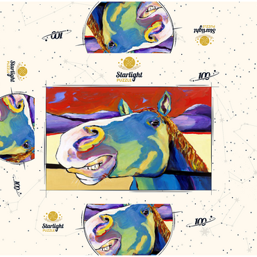 Whimsical Horse Portrait in Bold Colors 100 Jigsaw Puzzle box 3D Modell
