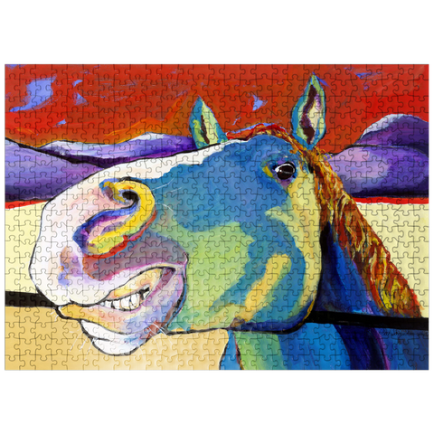 puzzleplate Whimsical Horse Portrait in Bold Colors 500 Jigsaw Puzzle