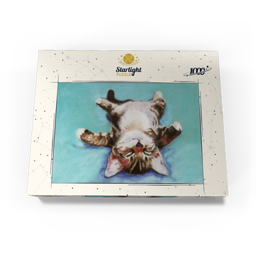 Relaxed Kitten on Turquoise Background 1000 Jigsaw Puzzle box view3