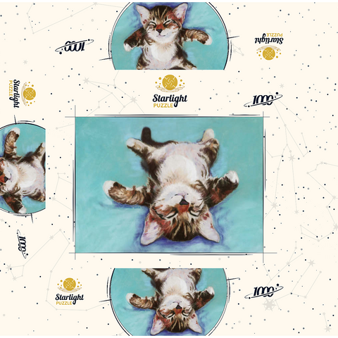 Relaxed Kitten on Turquoise Background 1000 Jigsaw Puzzle box 3D Modell