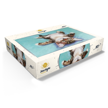 Relaxed Kitten on Turquoise Background 100 Jigsaw Puzzle box view1