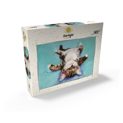 Relaxed Kitten on Turquoise Background 500 Jigsaw Puzzle box view2