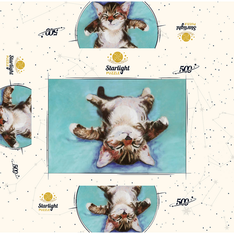 Relaxed Kitten on Turquoise Background 500 Jigsaw Puzzle box 3D Modell