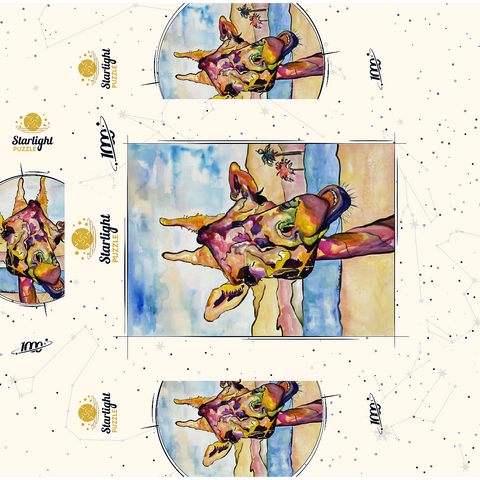 Colorful Giraffe in Desert Landscape 1000 Jigsaw Puzzle box 3D Modell