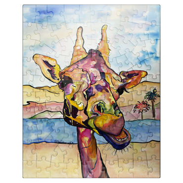 puzzleplate Colorful Giraffe in Desert Landscape 100 Jigsaw Puzzle