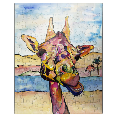 puzzleplate Colorful Giraffe in Desert Landscape 100 Jigsaw Puzzle