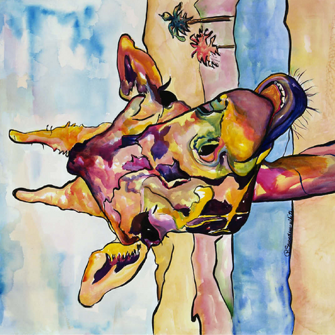 Colorful Giraffe in Desert Landscape 100 Jigsaw Puzzle 3D Modell