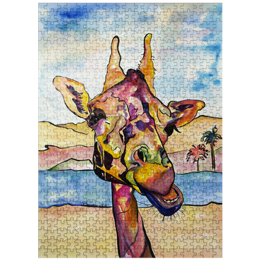 puzzleplate Colorful Giraffe in Desert Landscape 500 Jigsaw Puzzle