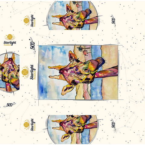 Colorful Giraffe in Desert Landscape 500 Jigsaw Puzzle box 3D Modell