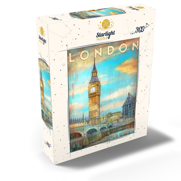 Vintage London Big Ben Artwork - Retro Travel Poster Style 300 Jigsaw Puzzle box view2