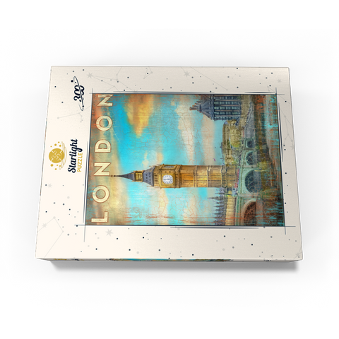 Vintage London Big Ben Artwork - Retro Travel Poster Style 300 Jigsaw Puzzle box view3