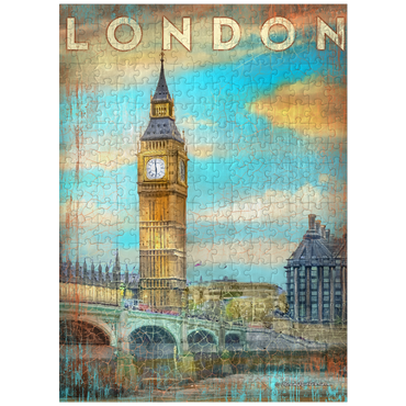 puzzleplate Vintage London Big Ben Artwork - Retro Travel Poster Style 300 Jigsaw Puzzle