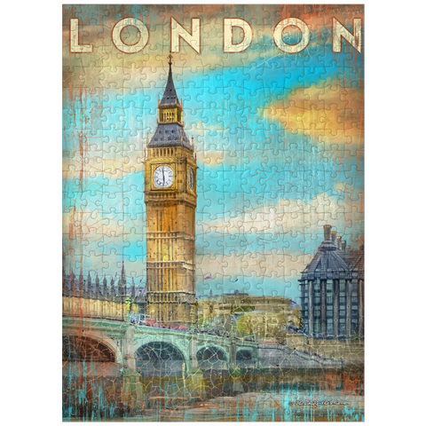 puzzleplate Vintage London Big Ben Artwork - Retro Travel Poster Style 300 Jigsaw Puzzle