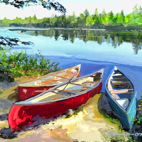 Scenic Canoes by the Lake 1000 Jigsaw Puzzle 3D Modell
