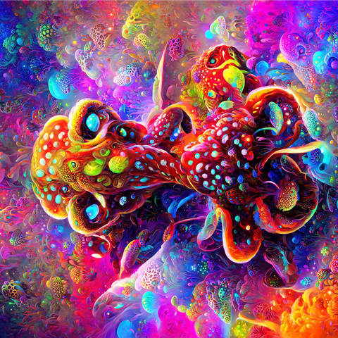 Colorful Bioluminescent Underwater World 1000 Jigsaw Puzzle 3D Modell