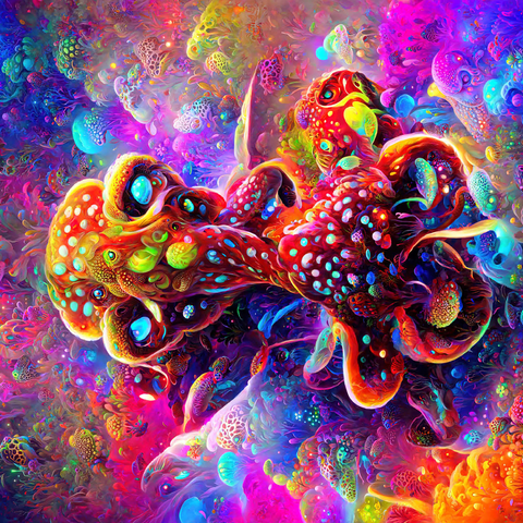 Colorful Bioluminescent Underwater World 500 Jigsaw Puzzle 3D Modell