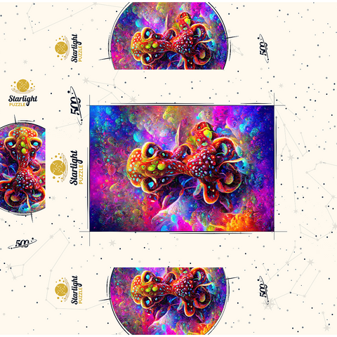 Colorful Bioluminescent Underwater World 500 Jigsaw Puzzle box 3D Modell