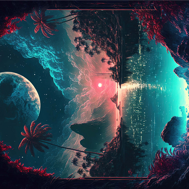 Moonlit Tropical Bay with Reflective Waters 1000 Jigsaw Puzzle 3D Modell