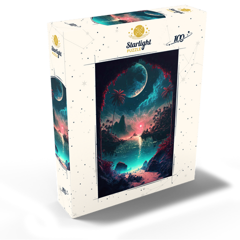 Moonlit Tropical Bay with Reflective Waters 100 Jigsaw Puzzle box view2