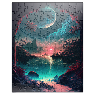 puzzleplate Moonlit Tropical Bay with Reflective Waters 100 Jigsaw Puzzle