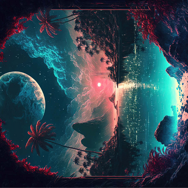 Moonlit Tropical Bay with Reflective Waters 100 Jigsaw Puzzle 3D Modell