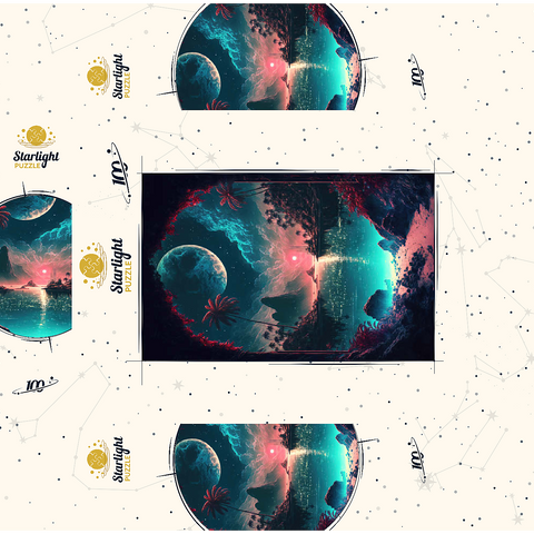 Moonlit Tropical Bay with Reflective Waters 100 Jigsaw Puzzle box 3D Modell