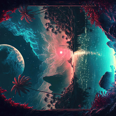 Moonlit Tropical Bay with Reflective Waters 500 Jigsaw Puzzle 3D Modell