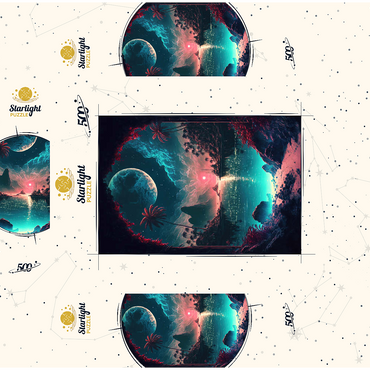 Moonlit Tropical Bay with Reflective Waters 500 Jigsaw Puzzle box 3D Modell