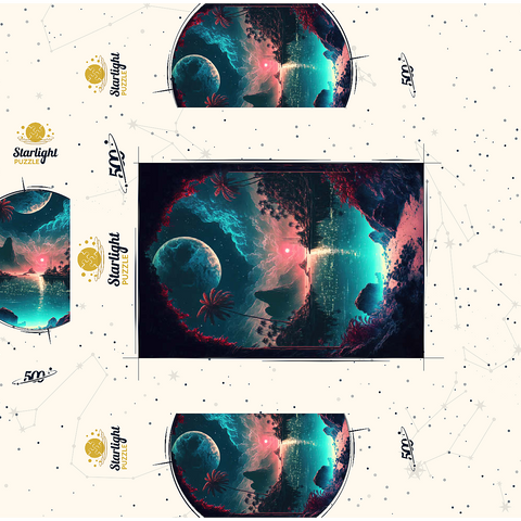 Moonlit Tropical Bay with Reflective Waters 500 Jigsaw Puzzle box 3D Modell