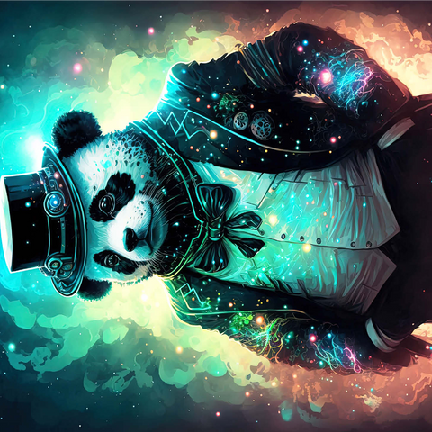 Steampunk Panda - Fantasy Digital Art with Glow Effects 1000 Jigsaw Puzzle 3D Modell