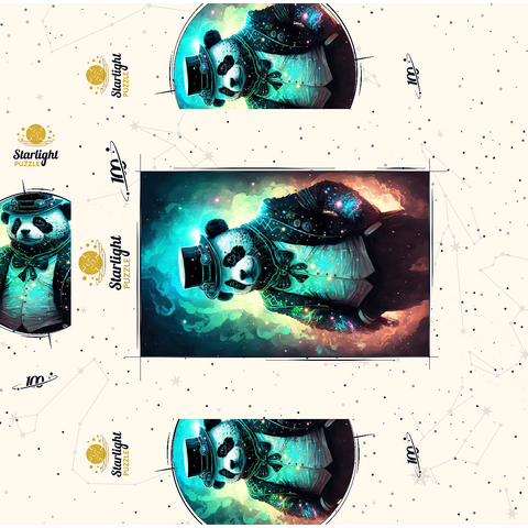 Steampunk Panda - Fantasy Digital Art with Glow Effects 100 Jigsaw Puzzle box 3D Modell