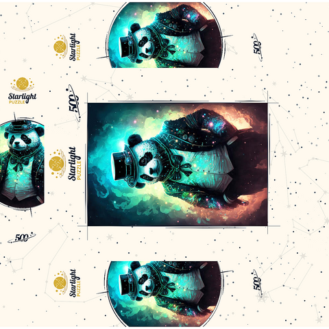 Steampunk Panda - Fantasy Digital Art with Glow Effects 500 Jigsaw Puzzle box 3D Modell