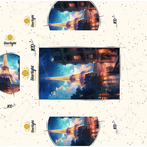 Eiffel Tower at Night - Dreamy Paris Cityscape 100 Jigsaw Puzzle box 3D Modell