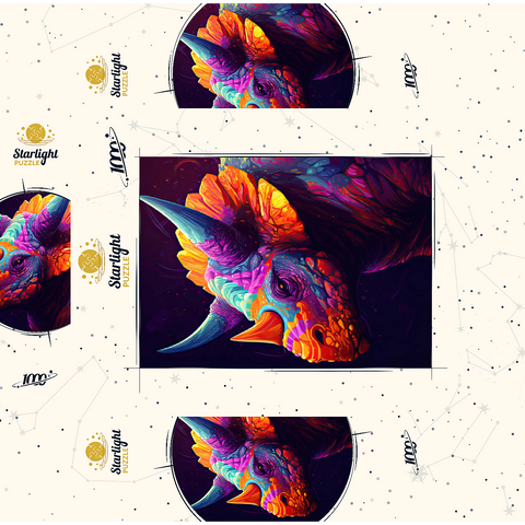 Vibrant Triceratops 1000 Jigsaw Puzzle box 3D Modell