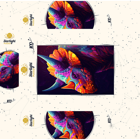 Vibrant Triceratops 100 Jigsaw Puzzle box 3D Modell