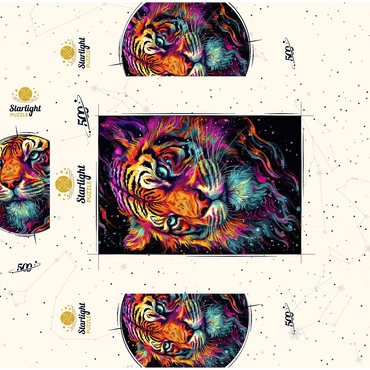 Neon Tiger 500 Jigsaw Puzzle box 3D Modell
