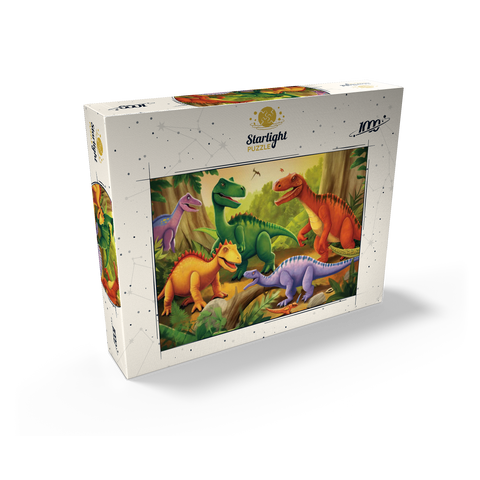 Colorful Dinosaur Scene - Vibrant Prehistoric Illustration 1000 Jigsaw Puzzle box view2