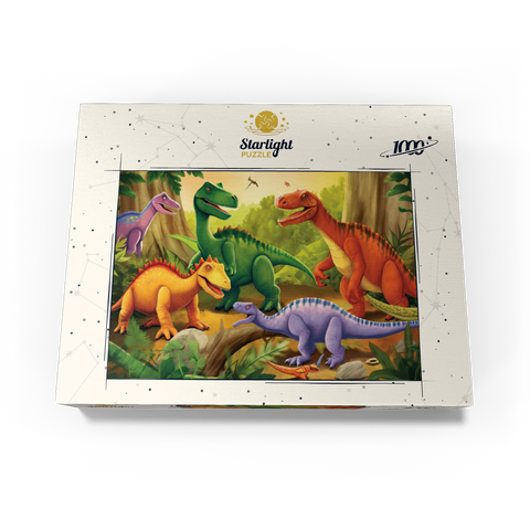 Colorful Dinosaur Scene - Vibrant Prehistoric Illustration 1000 Jigsaw Puzzle box view3