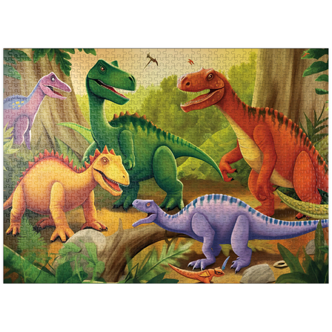 puzzleplate Colorful Dinosaur Scene - Vibrant Prehistoric Illustration 1000 Jigsaw Puzzle