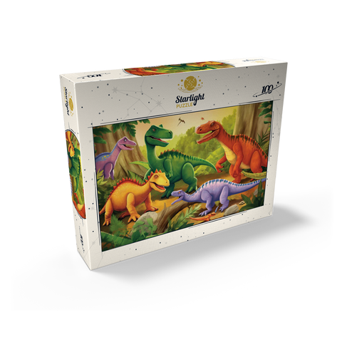 Colorful Dinosaur Scene - Vibrant Prehistoric Illustration 100 Jigsaw Puzzle box view2